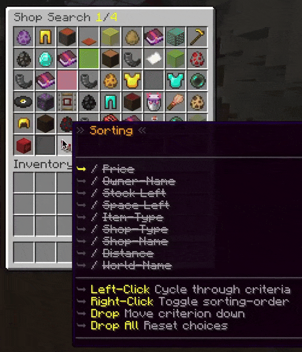 display sorting